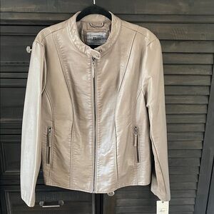 Bass Women's grey/beige fauxLeather Jacket